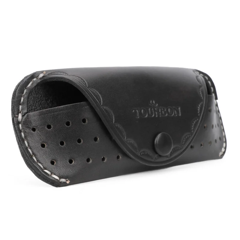 TOURBON Leather Eyeglasses Storage Case Eyewear Holder Belt Carry Pouch Portable 2