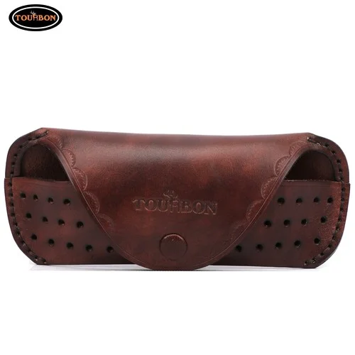 Tourbon Leather Eyeglasses Storage Holder Eyewear Read Glasses Case Belt Pouch